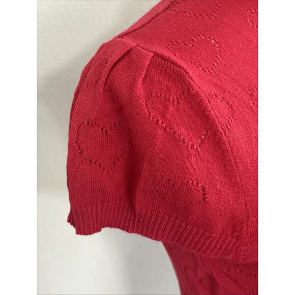 BEBE red ribbed Y2k Vtg Heart turtleneck with bebe Logo Rhinestone Shirt NEW L - Picture 3 of 15